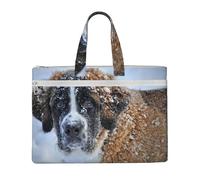 Hnnkloy Chien Saint-Bernard,Sac à documents en toile avec fermeture éclair, sac fourre-tout, porte-documents pour l'école et le bureau