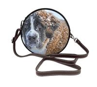Hnnkloy Chien Saint-Bernard,Sac bandoulière rond en cuir PU - Sac à main rond pour femme