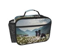 Hnnkloy Chiens Border Collie, animaux de compagnie, prairie, Black Border,Sac à lunch portable, boîte à lunch résistante, sac isotherme réutilisable