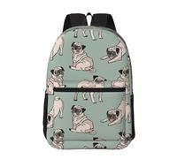 Hnnkloy Chiens carlins assis,Sac à dos de 17 pouces avec poches, sac à dos décontracté pour la journée, résistant à l'eau, sac d'école