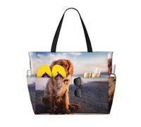 Hnnkloy Chiens Cavalier King Charles Spaniel Coast Pets,Sac de plage grande capacité, sac bandoulière de voyage pour femme - Sac fourre-tout imperméable