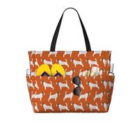 Hnnkloy Chiens Jack Russell Terrier orange mignons Jack Russell,Sac de plage grande capacité, sac bandoulière de voyage pour femme - Sac fourre-tout imperméable