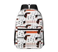 Hnnkloy Chiens Teckels en Forme Musicale,Sac à dos de 17 pouces avec poches, sac à dos décontracté pour la journée, résistant à l'eau, sac d'école