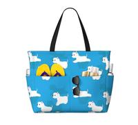 Hnnkloy Chiens Westie qui courent,Sac de plage grande capacité, sac bandoulière de voyage pour femme - Sac fourre-tout imperméable