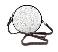 Hnnkloy Chimie Impression Noir et Blanc,Sac bandoulière rond en cuir PU - Sac à main rond pour femme