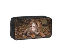 Hnnkloy Chiot Bouledogue américain,Trousse à Crayons Grande capacité, Pochette Portable pour stylos, Sac de Papeterie pour l'école et Le Bureau