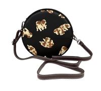 Hnnkloy Chiot Cavalier,Sac bandoulière rond en cuir PU - Sac à main rond pour femme