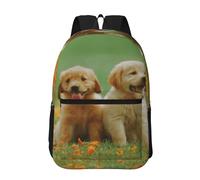 Hnnkloy Chiot Golden Retriever,Sac à dos de 17 pouces avec poches, sac à dos décontracté pour la journée, résistant à l'eau, sac d'école