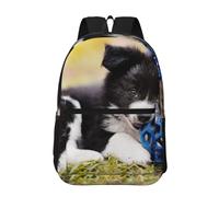 Hnnkloy Chiots Border Collie, animaux de compagnie, Border Collie noir,Sac à dos de 17 pouces avec poches, sac à dos décontracté pour la journée, résistant à l'eau, sac d'école
