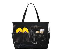 Hnnkloy Chiots Cane Corso noirs,Sac de plage grande capacité, sac bandoulière de voyage pour femme - Sac fourre-tout imperméable