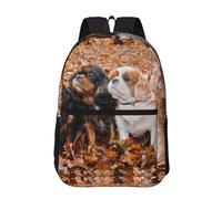 Hnnkloy Chiots Cavalier King Charles Spaniel d'automne,Sac à dos de 17 pouces avec poches, sac à dos décontracté pour la journée, résistant à l'eau, sac d'école
