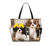 Hnnkloy Chiots Cavalier King Charles Spaniel de petite taille,Sac de plage grande capacité, sac bandoulière de voyage pour femme - Sac fourre-tout imperméable