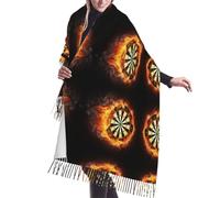 Hnnkloy Cible de fléchettes enflammée 3D,Écharpe en imitation cachemire pour femme, grande taille, châle léger à pompons, 196 x 68 cm