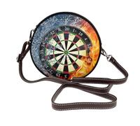 Hnnkloy Cible de fléchettes Glace Feu,Sac bandoulière rond en cuir PU - Sac à main rond pour femme