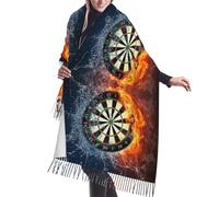 Hnnkloy Cible de fléchettes imprimée,Écharpe en imitation cachemire pour femme, grande taille, châle léger à pompons, 196 x 68 cm