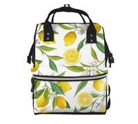 Hnnkloy Citron Fruit Florals,Sac à dos momie grande capacité, sac à langer, sac de voyage pour les activités de plein air
