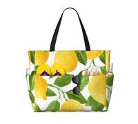 Hnnkloy Citrons aquarelle jaune vif,Sac de plage grande capacité, sac bandoulière de voyage pour femme - Sac fourre-tout imperméable