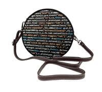 Hnnkloy Code de programmation du programmeur,Sac bandoulière rond en cuir PU - Sac à main rond pour femme