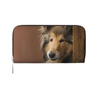 Hnnkloy Colley à Poil Long Chiens Lassie Gros Chiens Duveteux Animaux de Compagnie,Portefeuille en Cuir PU Grande capacité pour Hommes et Femmes
