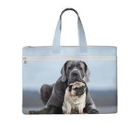 Hnnkloy Concepts d'amitié entre chiens Cane Corso et carlins,Sac à documents en toile avec fermeture éclair, sac fourre-tout, porte-documents pour l'école et le bureau
