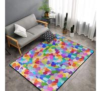 Hnnkloy Confettis en Forme de cœur Arc-en-Ciel, Tapis de Sol antidérapant de Grande Taille pour Salon et Chambre, 150 x 100 cm.