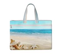 Hnnkloy Coquillages Sable,Sac à documents en toile avec fermeture éclair, sac fourre-tout, porte-documents pour l'école et le bureau