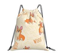 Hnnkloy Corgi avec des os et des mots,Sac à dos à cordon unisexe, sac de sport, sac de gym, sac à dos décontracté.