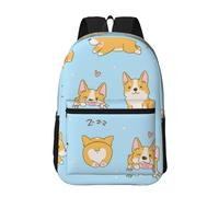 Hnnkloy Corgi Kawaii, chien mignon,Sac à dos de 17 pouces avec poches, sac à dos décontracté pour la journée, résistant à l'eau, sac d'école