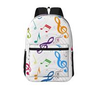Hnnkloy Couleur musicale,Sac à dos de 17 pouces avec poches, sac à dos décontracté pour la journée, résistant à l'eau, sac d'école