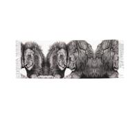 Hnnkloy Couples de lions noirs et blancs,Écharpe en imitation cachemire pour femme, grande taille, châle léger à pompons, 196 x 68 cm