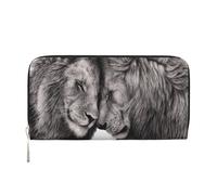 Hnnkloy Couples de Lions Noirs et Blancs,Portefeuille en Cuir PU Grande capacité pour Hommes et Femmes