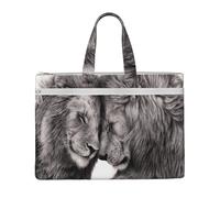 Hnnkloy Couples de lions noirs et blancs,Sac à documents en toile avec fermeture éclair, sac fourre-tout, porte-documents pour l'école et le bureau