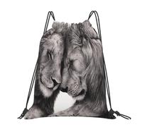 Hnnkloy Couples de lions noirs et blancs,Sac à dos à cordon unisexe, sac de sport, sac de gym, sac à dos décontracté.