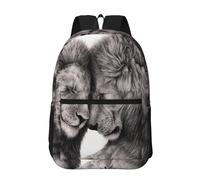 Hnnkloy Couples de lions noirs et blancs,Sac à dos de 17 pouces avec poches, sac à dos décontracté pour la journée, résistant à l'eau, sac d'école