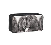 Hnnkloy Couples de Lions Noirs et Blancs,Trousse à Crayons Grande capacité, Pochette Portable pour stylos, Sac de Papeterie pour l'école et Le Bureau