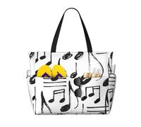 Hnnkloy Croquis à la main de notes de musique,Sac de plage grande capacité, sac bandoulière de voyage pour femme - Sac fourre-tout imperméable