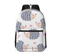 Hnnkloy Cœur de hérisson Kawaii,Sac à dos de 17 pouces avec poches, sac à dos décontracté pour la journée, résistant à l'eau, sac d'école