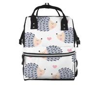 Hnnkloy Cœur de hérisson Kawaii,Sac à dos momie grande capacité, sac à langer, sac de voyage pour les activités de plein air