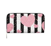Hnnkloy Cœur Romantique à Rayures en Or Rose et Paillettes,Portefeuille en Cuir PU Grande capacité pour Hommes et Femmes