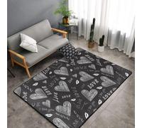 Hnnkloy Cœurs écrits à la Main, Mots d'amour, Tapis de Sol antidérapant de Grande Taille pour Salon et Chambre, 150 x 100 cm.