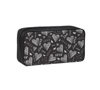 Hnnkloy Cœurs écrits à la Main, Mots d'amour,Trousse à Crayons Grande capacité, Pochette Portable pour stylos, Sac de Papeterie pour l'école et Le Bureau