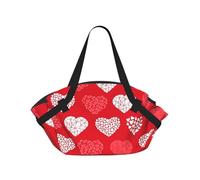 Hnnkloy Cœurs Rouges et Blancs et Amour,Tapis de Camping Portable, Couverture de Pique-Nique multifonctionnelle et Pliable, utilisable comme Sac de Transport