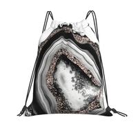 Hnnkloy Décoration en agate rose doré pailleté glamour,Sac à dos à cordon unisexe, sac de sport, sac de gym, sac à dos décontracté.