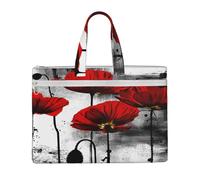 Hnnkloy Décoration murale Ligne de coquelicots rouges,Sac à documents en toile avec fermeture éclair, sac fourre-tout, porte-documents pour l'école et le bureau