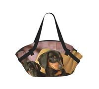 Hnnkloy Deux adorables teckels imprimés,Tapis de Camping Portable, Couverture de Pique-Nique multifonctionnelle et Pliable, utilisable comme Sac de Transport