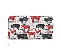 Hnnkloy Diagrammes de Coupes de Viande Boucherie,Portefeuille en Cuir PU Grande capacité pour Hommes et Femmes