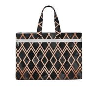 Hnnkloy Diamants géo en cuivre et noir,Sac à documents en toile avec fermeture éclair, sac fourre-tout, porte-documents pour l'école et le bureau
