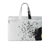 Hnnkloy Disque vinyle déchiré et notes de musique volant dans les airs,Sac à documents en toile avec fermeture éclair, sac fourre-tout, porte-documents pour l'école et le bureau