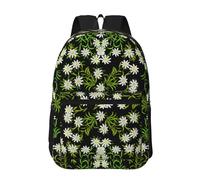Hnnkloy Edelweiss des Alpes suisses,Sac à dos de 17 pouces avec poches, sac à dos décontracté pour la journée, résistant à l'eau, sac d'école