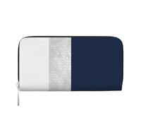 Hnnkloy Élégantes Rayures argentées, Bleu Marine et Blanches,Portefeuille en Cuir PU Grande capacité pour Hommes et Femmes